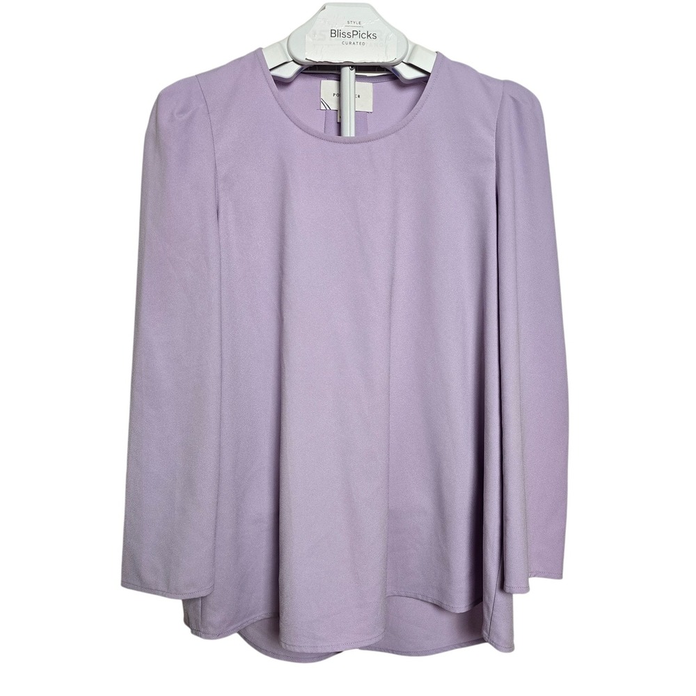 Pomander Place Tuckernuck Lavender Crepe Swing Top M Puff Sleeve Office Chic